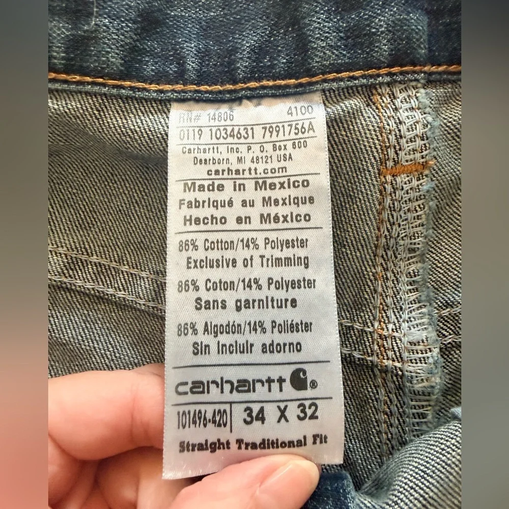 Carhartt Straight Traditional Fit Medium Wash Men’s Jeans 34 x 32